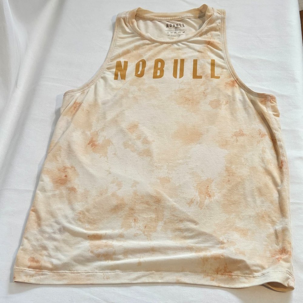 NOBULL Women's High-Neck Tank - Vanilla & Vintage Yellow Tie-Dye - Size XS